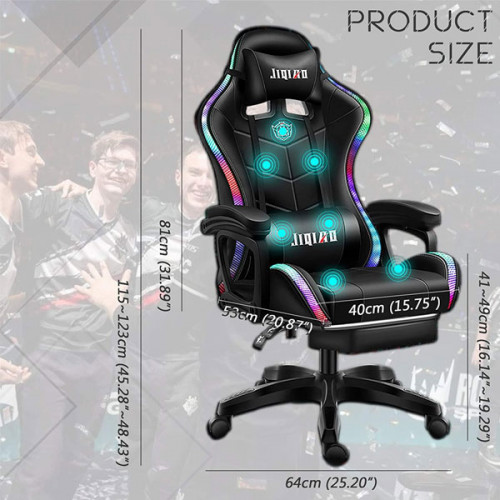 Special Design Gaming Chair with Bluetooth Speaker , RGB LED Light and Massager