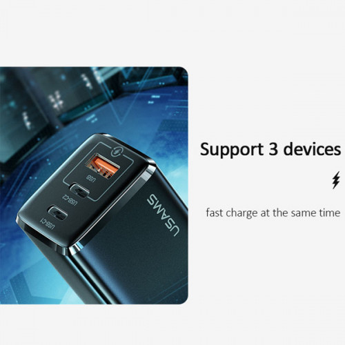 USAMS 65W Mini Fast Charger with 3 Port ( UK Pin )