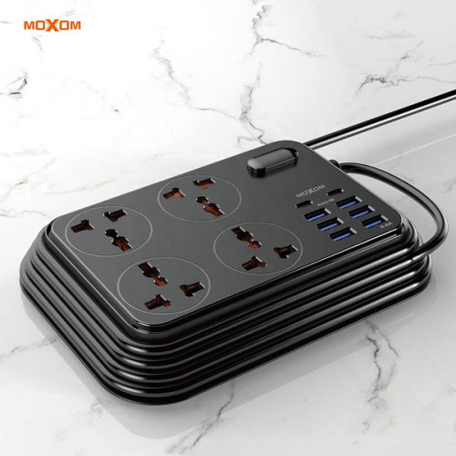   MOXOM Power Socket 6 USB Ports 2 Type C PD Charger Extension ( 2 Meters Cord )