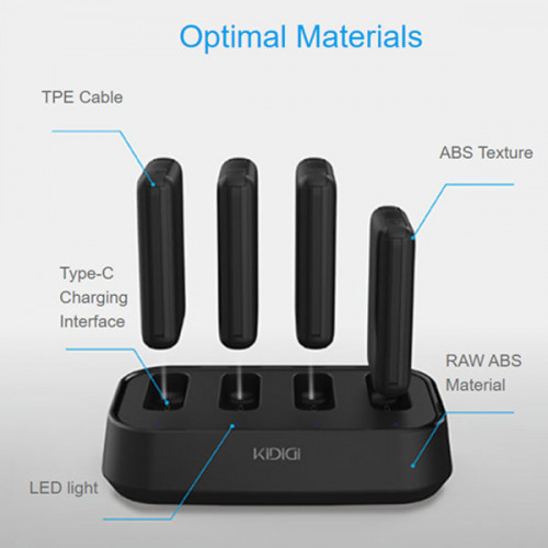 KiDiGi 4 x 10000 mAh Power Bank Station with Build in Cable For Lightning and Type-C Devices