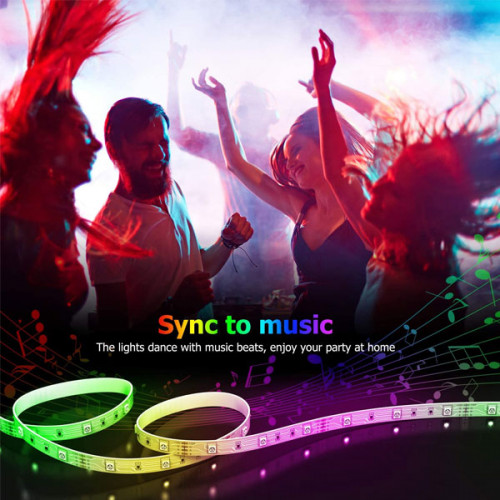 LED Strip Lights with Music Sync, 40 Keys Remote Control and App Control SMD 5050 Color Changing RGB LED Light USB - 5 Meters