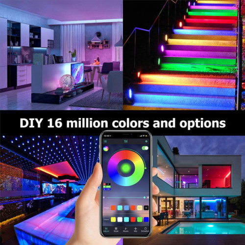 LED Strip Lights with Music Sync, 40 Keys Remote Control and App Control SMD 5050 Color Changing RGB LED Light USB - 5 Meters