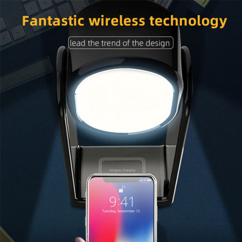 Multifunctional LED Smart Touch Desk Lamp Wireless Charger Makeup Mirror 360° Rotation 3-Level Brightness For Home Office