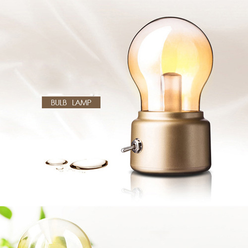 USB Rechargeable Creative Retro Bulb Night Light - Black