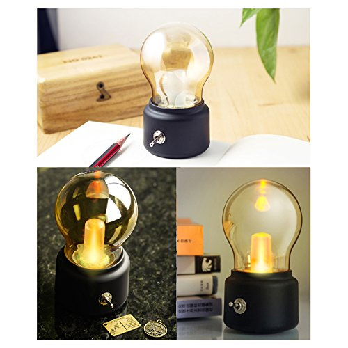 USB Rechargeable Creative Retro Bulb Night Light - Black