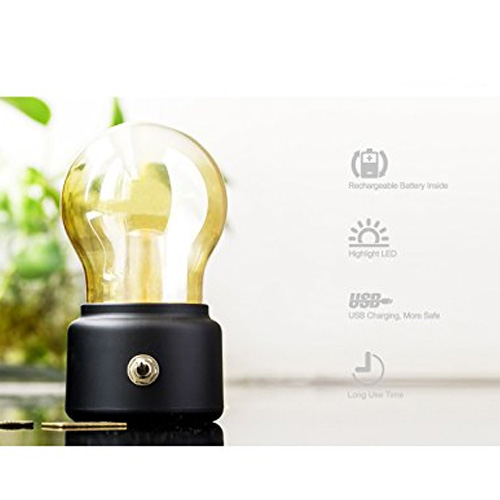 USB Rechargeable Creative Retro Bulb Night Light - Black