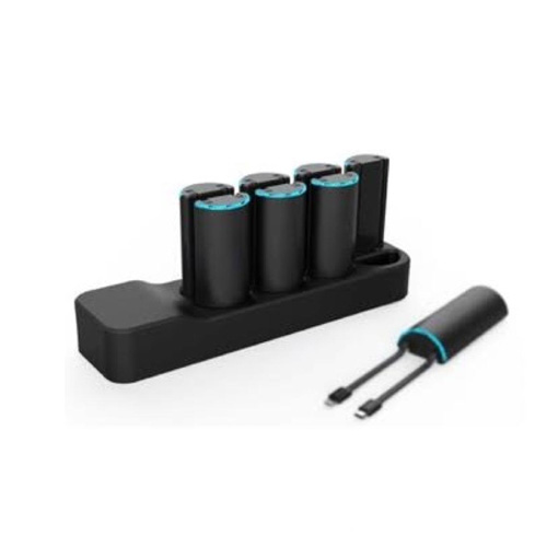 Falcon Power Charging Station 8 Batteries with Lightning & Tybe-C Cables - Black