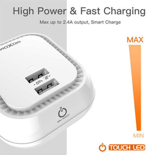 MOXOM 2 USB Charger with LED Touch Night Light