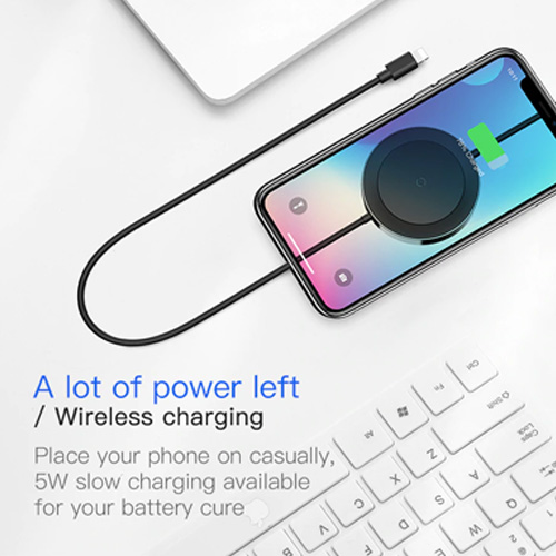 Baseus Cable with Wireless Charger For iPhone XS , iPhone XS Max , iPhone X  - White