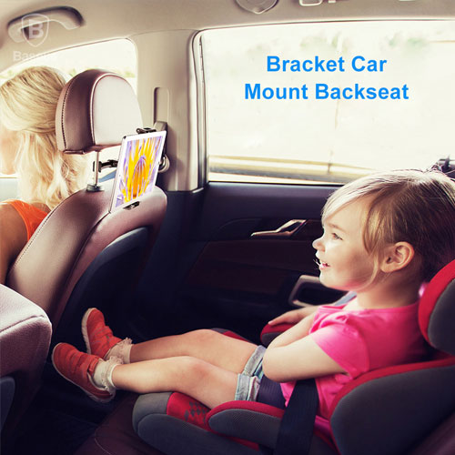 Baseus Adjustable Headrest Mount Backseat Car Mobile Holder 360 Rotation for (4.7" to 12.9") Mobile & Tablets - White