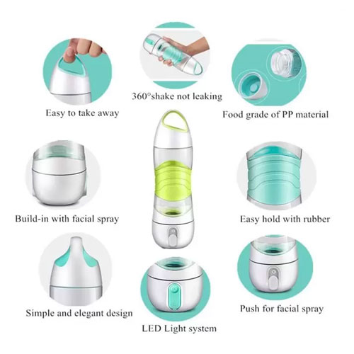 DIDI & CUP Outdoors Motion Water Cup Sports Water Bottle with Beauty Spray - Gray