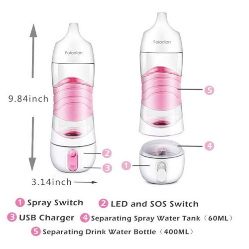 DIDI & CUP Outdoors Motion Water Cup Sports Water Bottle with Beauty Spray - Gray