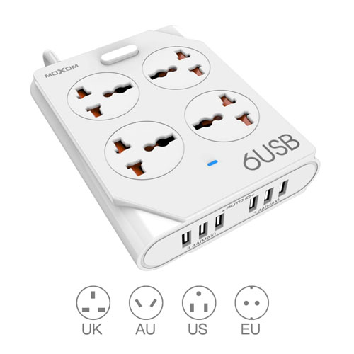 MOXOM Power Strip 6 USB & 4 Power Pl...