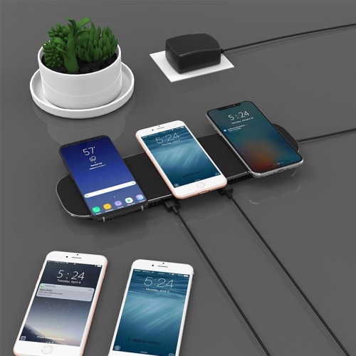 3 in 1 Qi WIreless Charging Pad For iPhone X , iPhone 8 , S8 , Note 8 - White