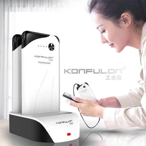 Konfulon 3 x 10000 mAh Power Bank Station with Dual USB Charger