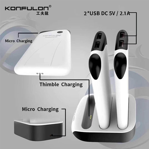Konfulon 3 x 10000 mAh Power Bank Station with Dual USB Charger