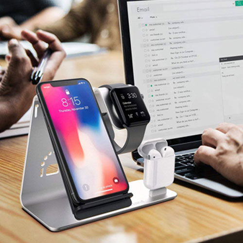 3 in 1 Aluminum Wireless Charger For iPhone , Airpods and Apple Watch