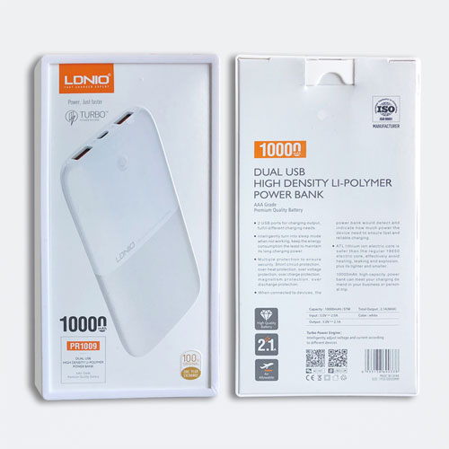 LDNIO  Dual USB Turbo 10000 mAh Slim Power Bank