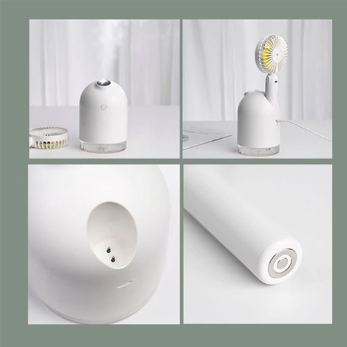 Mini Rechargeable Handheld Fan with Humidifier - White Mini Rechargeable Handheld Fan with Humidifier - White