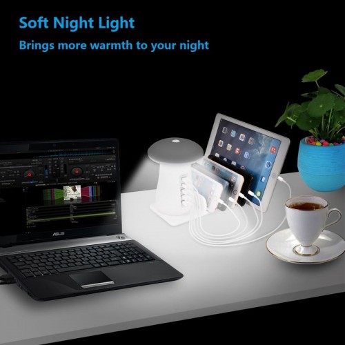   USB Charging Station with QC3.0 Charger and LED Light Dock Stand for Smartphones, Tablets & Other Gadgets 