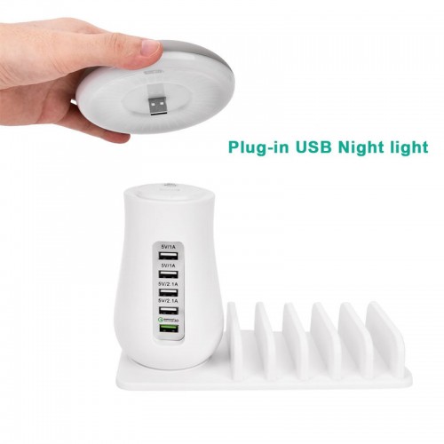   USB Charging Station with QC3.0 Charger and LED Light Dock Stand for Smartphones, Tablets & Other Gadgets 