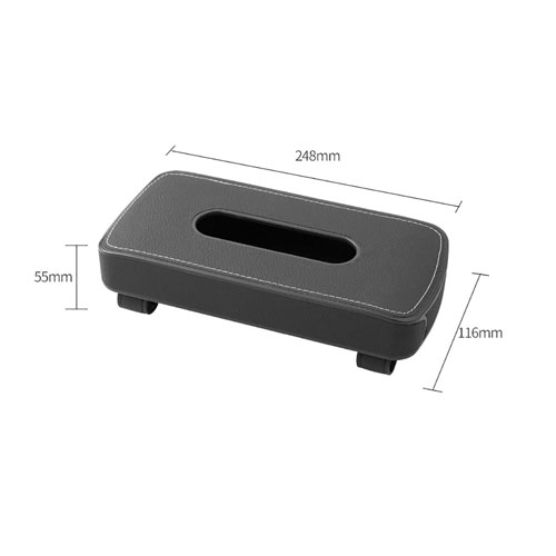 Car Sun Visor Leather Tissue Box Holder - Black