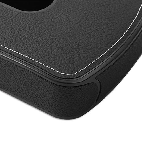 Car Sun Visor Leather Tissue Box Holder - Black