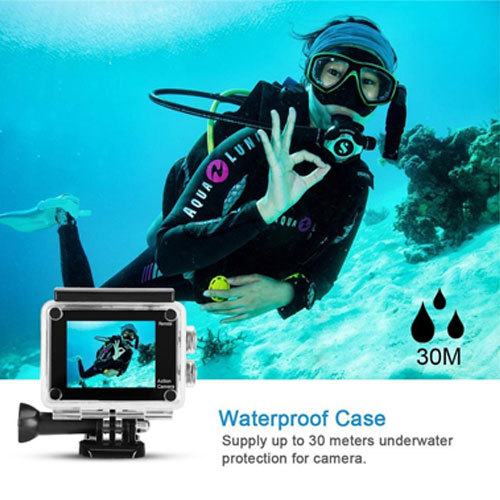 Rechargeable Waterproof 12MP 1080P 2 Inch LCD Screen 30m Sport Camera 