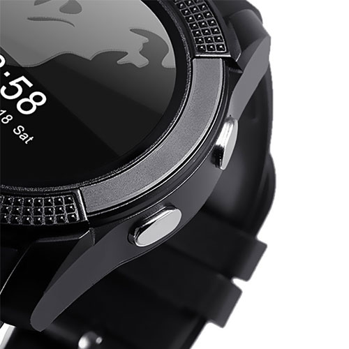 Touch Screen Smart Watch With Camera, Sim And Memory Card - Black