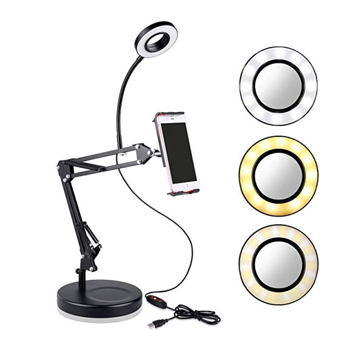 Mobile Phone Holder with Selfie Ring Lig...