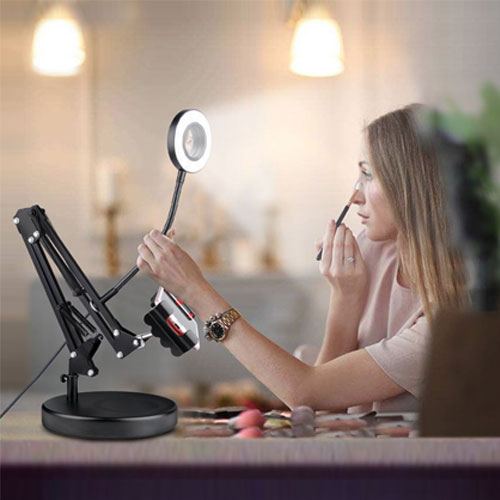 Mobile Phone Holder with Selfie Ring Light for Live Stream