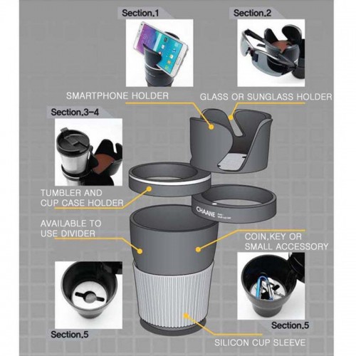 Multi Function 5 in 1 Car Multi Cup Holder 