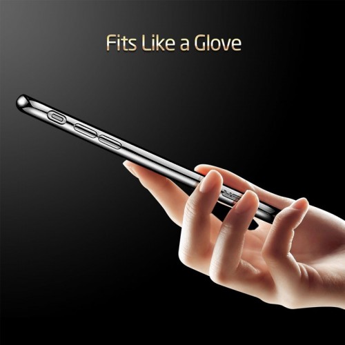 Electroplating Ultra Slim Lightweight Soft TPU Case with Free tempered Glass for iPhone 7 / 8 - Black