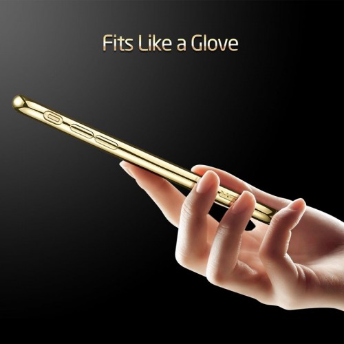 Electroplating Ultra Slim Lightweight Soft TPU Case with Free tempered Glass for iPhone 7 / 8 - Gold