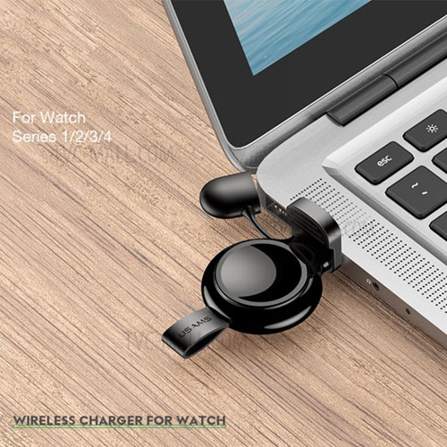 USAMS US-CC61 Magnetic Wireless Charger for Apple Watch Series 4/3/2/1 - Black
