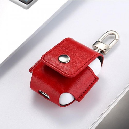 Premium PU Leather Protective Case for Apple AirPods - Red