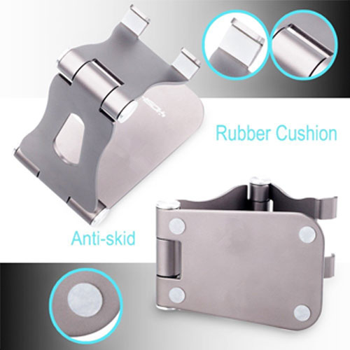 Universal Aluminum Adjustable & Foldable Stand For All Smart Phones - Silver