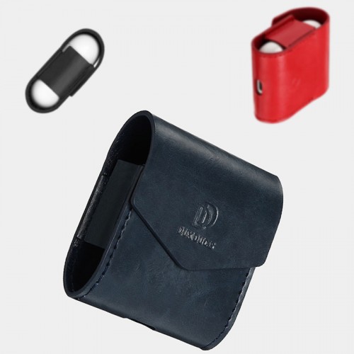 DUX DUCIS Genuine Leather Case For Apple Airpods + BASEUS Airpods Strap - Blue