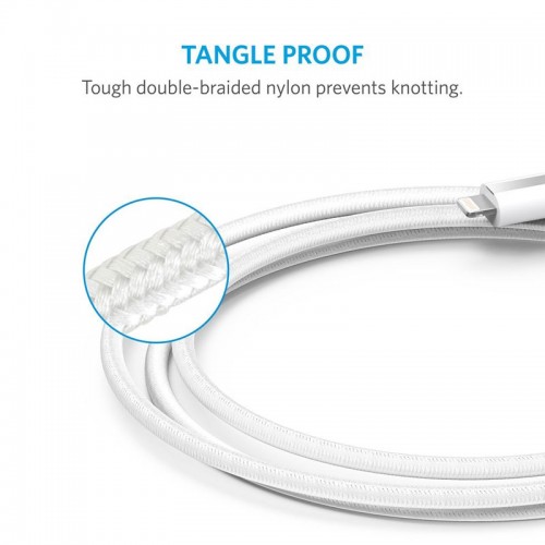 Anker PowerLine+ Lightning Cable For Apple Devices 1.8 Mtr - White