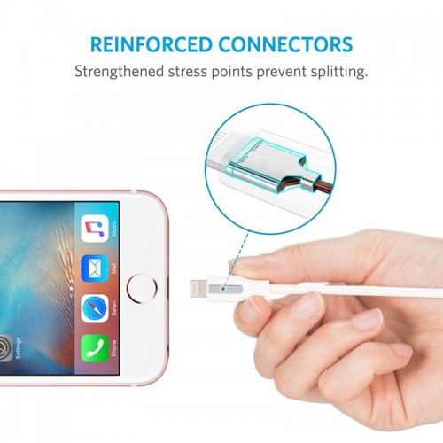 Anker PowerLine+ Lightning Cable For Apple Devices 1.8 Mtr - White