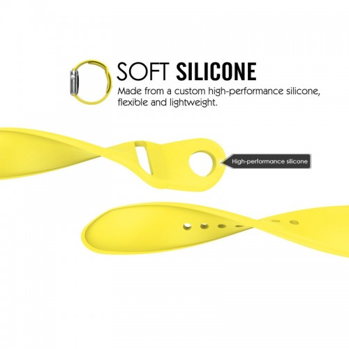 Silicon Soft Sports Watch Band For 42 MM / 44 MM Apple Watch - Yellow