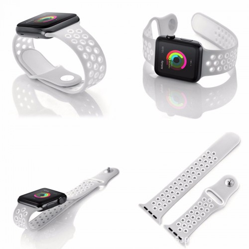 Limited Edition Nike+ Silicon Sports Band For Apple Watch 42MM - Gray/White