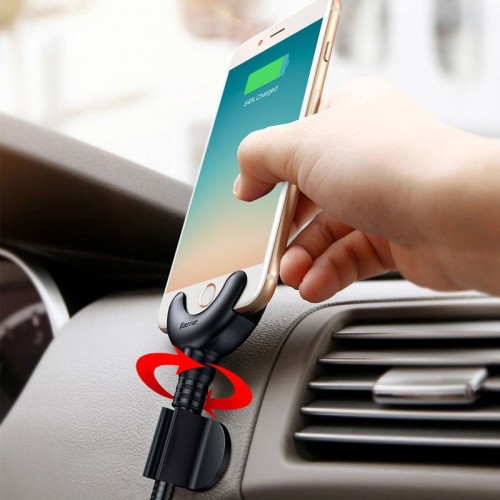 Baseus O-type Car Mount Cable 2.1A 0.8M for iPhone  -  BLACK 