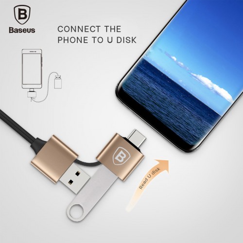 Baseus 5 in 1 Multifunctional 2A  with Type-C , Lightning and Micro USB Interface - Black