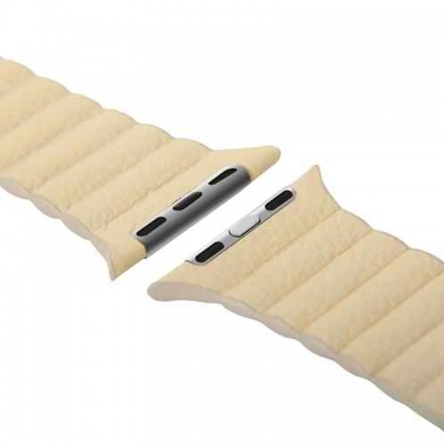 BASEUS Back Series Quilted PU Leather Loop Magnetic Closure Strap for Apple Watch 42mm - Khakhi