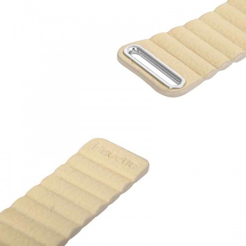 BASEUS Back Series Quilted PU Leather Loop Magnetic Closure Strap for Apple Watch 42mm - Khakhi