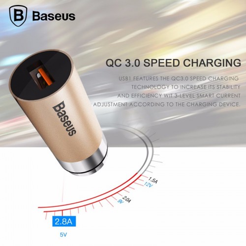 Baseus CarQ Series QC 3.0 Car Charger - Golden
