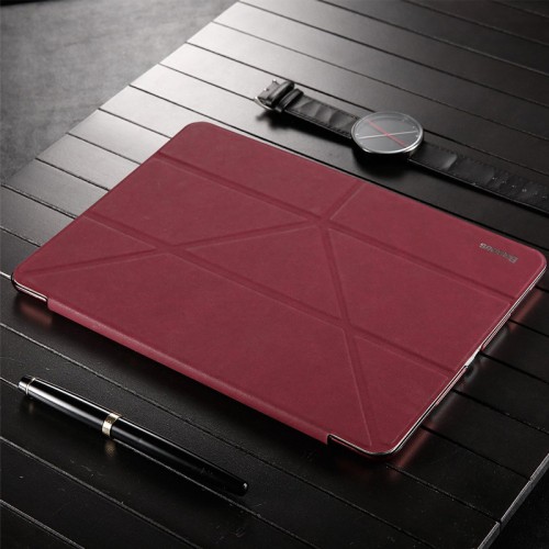 BASEUS Leather PU + PC Shockproof Folding Folio Case For iPad Pro 10.5" - Red
