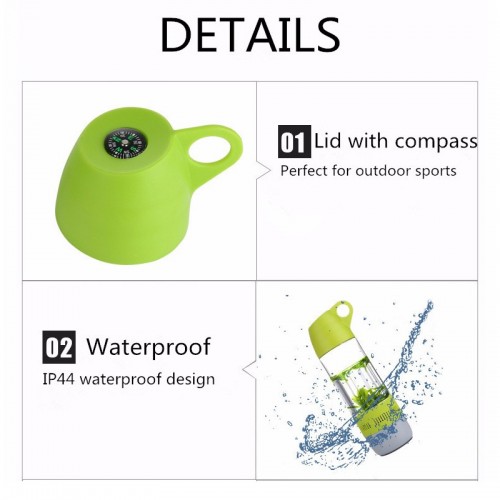 Portable  Water Bottle with Bluetooth Speaker - Blue
