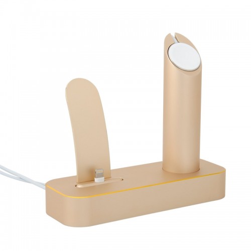 COTEetCI 2 in 1 Aluminum Charging Cradle Dock for iPhone & iWatch 42mm/38mm - Gold